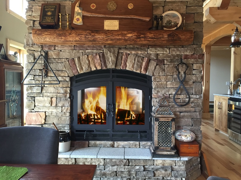 Wood Fireplace with Robax Glass by European Art Glass