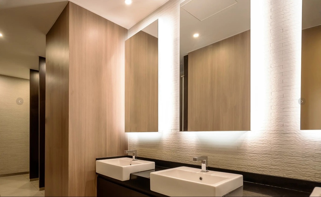 Mirror, safety, commercial bathroom