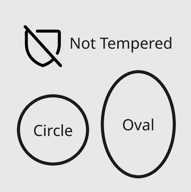 Pattern Glass, not tempered, circle or oval B2B