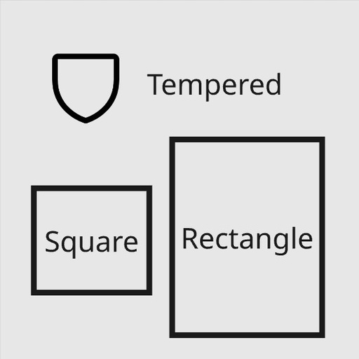 Pattern Glass, tempered, square or rectangle B2B